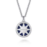 22 Inch 925 Sterling Silver Star of David Lapis Pendant Necklace
