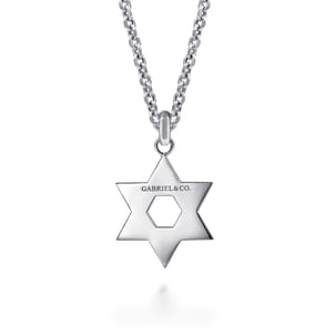 22 Inch 925 Sterling Silver Star of David Pendant Necklace