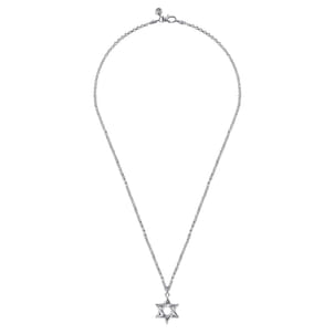 22 Inch 925 Sterling Silver Star of David Pendant Necklace