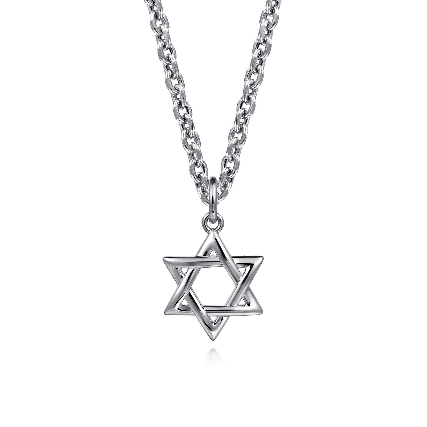22 Inch 925 Sterling Silver Star of David Pendant Necklace - Shot 1