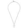 22 Inch 925 Sterling Silver Twisted Rope Cross Pendant Necklace