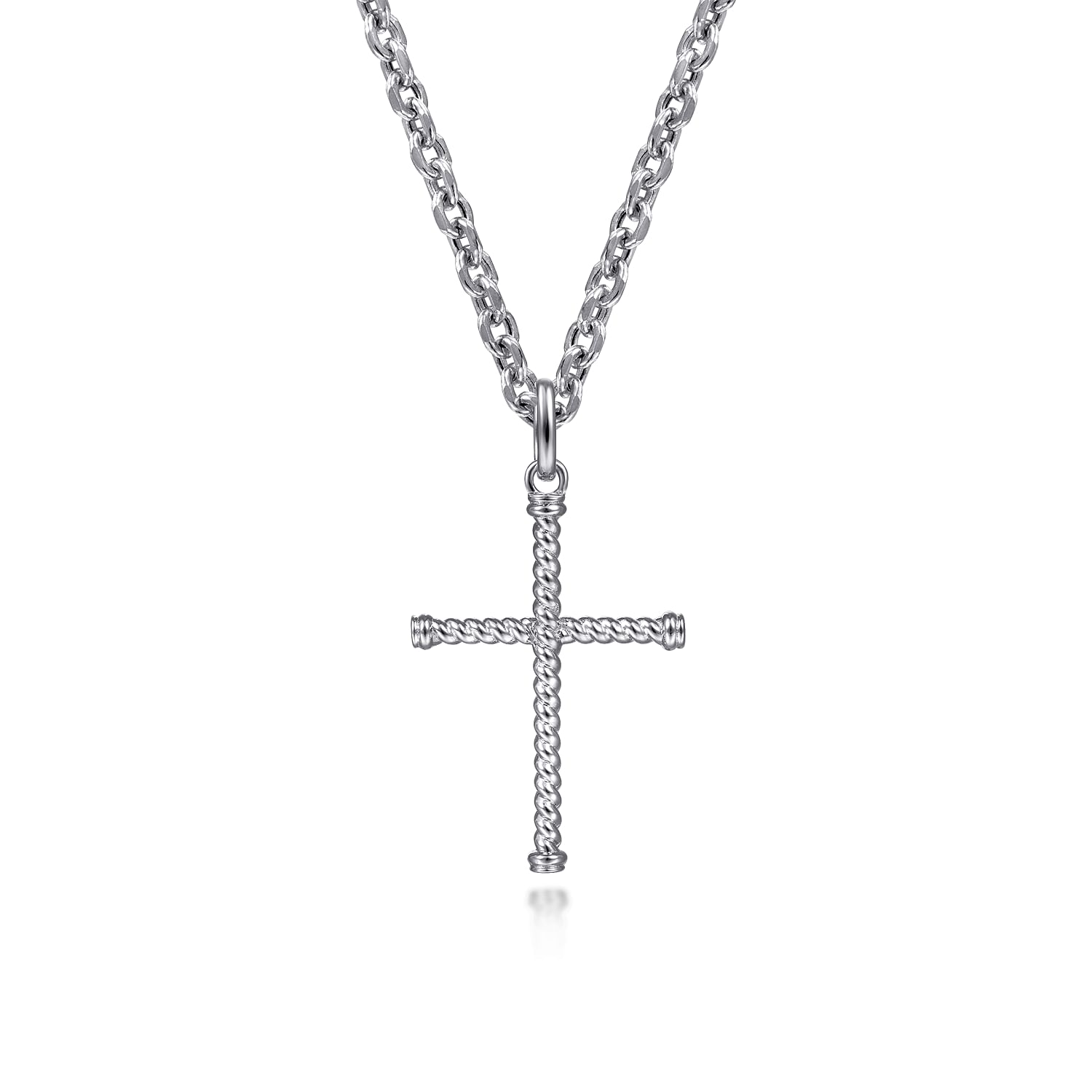 925 Italian Sterling Silver Rope Style Chain 2024 & Cross Pendant