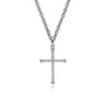 22 Inch 925 Sterling Silver Twisted Rope Cross Pendant Necklace