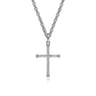 22 Inch 925 Sterling Silver Twisted Rope Cross Pendant Necklace