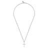 22 Inch 925 Sterling Silver Twisted Rope Cross Pendant Necklace