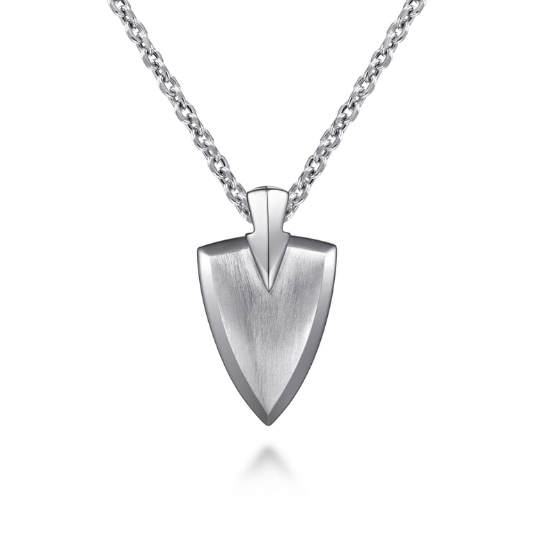 22 Inch 925 Sterling Silver Wheat Arrowhead Pendant Necklace - Shot 1