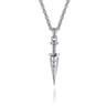 22 Inch 925 Sterling Silver White Sapphire Dagger Pendant Necklace