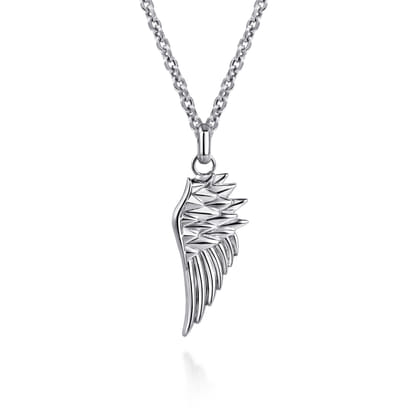 22 Inch 925 Sterling Silver Wing Pendant Necklace