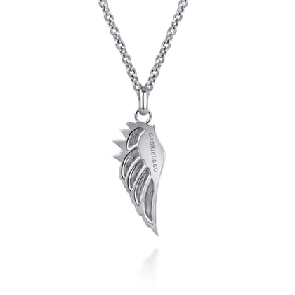 22 Inch 925 Sterling Silver Wing Pendant Necklace