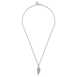 22 Inch 925 Sterling Silver Wing Pendant Necklace