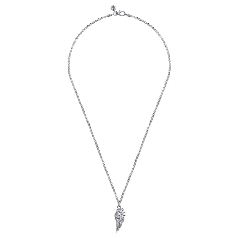 22 Inch 925 Sterling Silver Wing Pendant Necklace - Shot 3