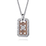 22 Inch 925 Sterling Silver Yellow Tiger Eye Dog Tag Pendant Necklace