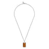 22 Inch 925 Sterling Silver Yellow Tiger Eye Dog Tag Pendant Necklace