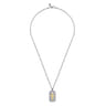 22 Inch 925 Sterling Silver and 14K Yellow Gold Dog Tag with Cross Pendant Necklace