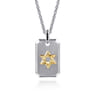 22 Inch 925 Sterling Silver and 14K Yellow Gold Dog Tag with Star of David Pendant Necklace