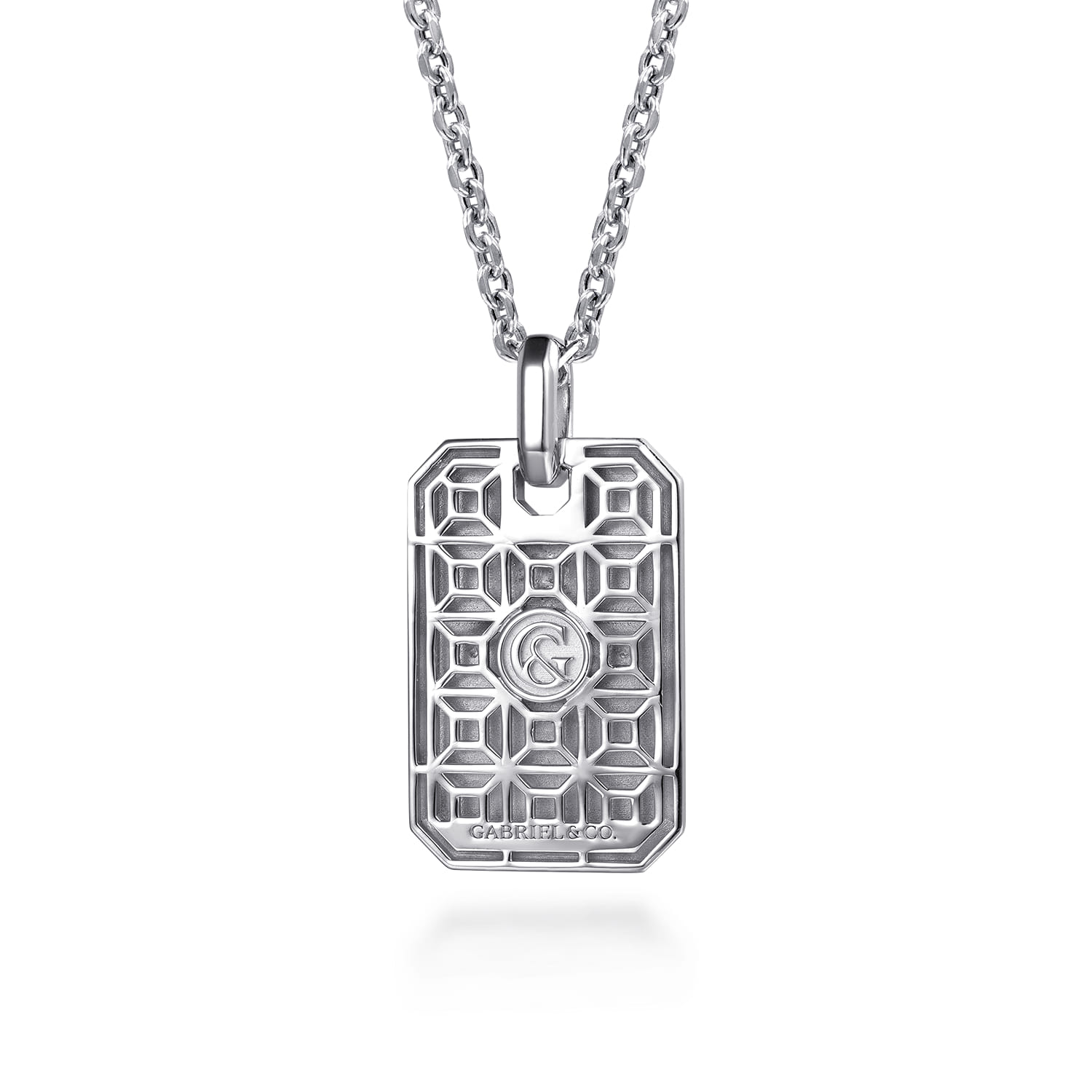 22 Inch 925 Sterling Silver and 14K Yellow Gold Dog Tag with Star of David Pendant Necklace - Shot 2