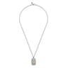 22 Inch 925 Sterling Silver and 14K Yellow Gold Dog Tag with Star of David Pendant Necklace