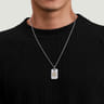 22 Inch 925 Sterling Silver and 14K Yellow Gold Dog Tag with Star of David Pendant Necklace