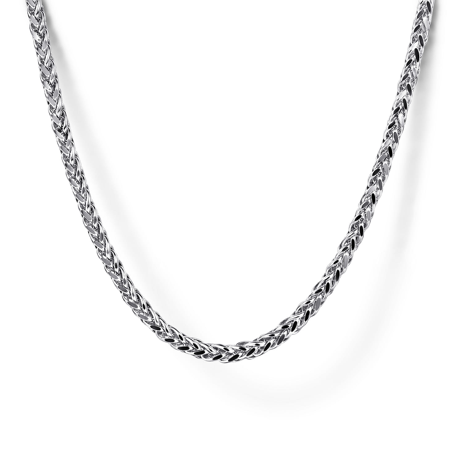 24 Inch 1.9mm 14K White Gold Men's Hollow Wheat Chain Necklace  - Shot 1