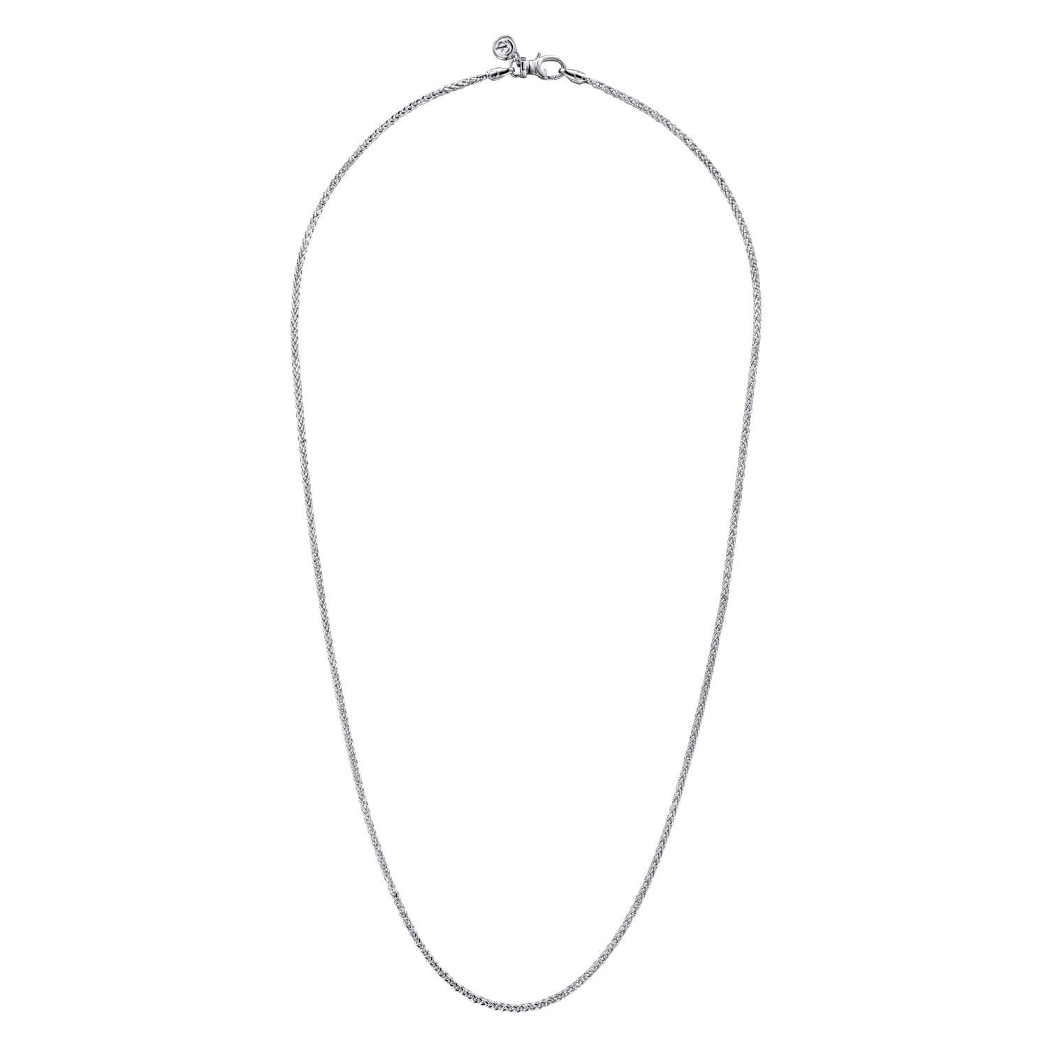 24 Inch 1.9mm 14K White Gold Men's Hollow Wheat Chain Necklace  - Shot 2