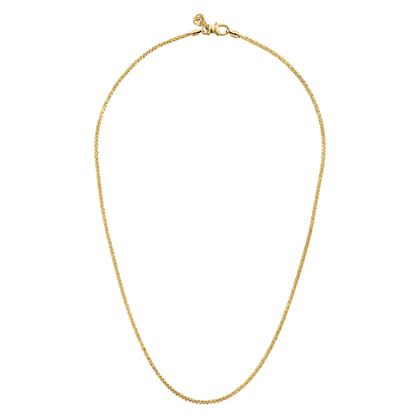 24 Inch 1.9mm 14K Yellow Gold Men's Hollow Wheat Chain Necklace 