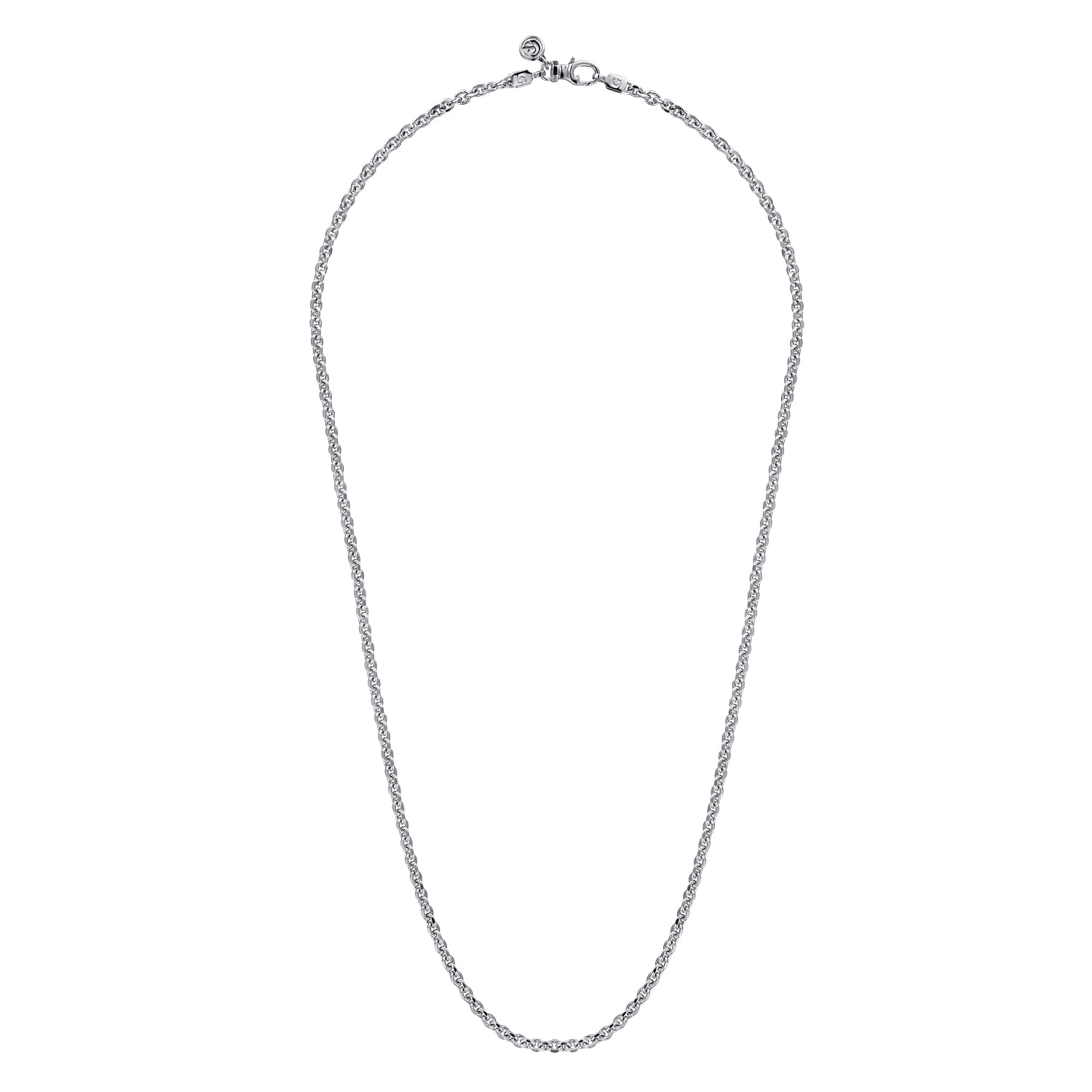 24 Inch 14K White Gold Hollow Men's Link Chain Necklace - Shot 2