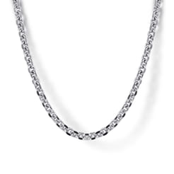 24 Inch 2.85mm 14K White Gold Men's Hollow Link Chain Necklace