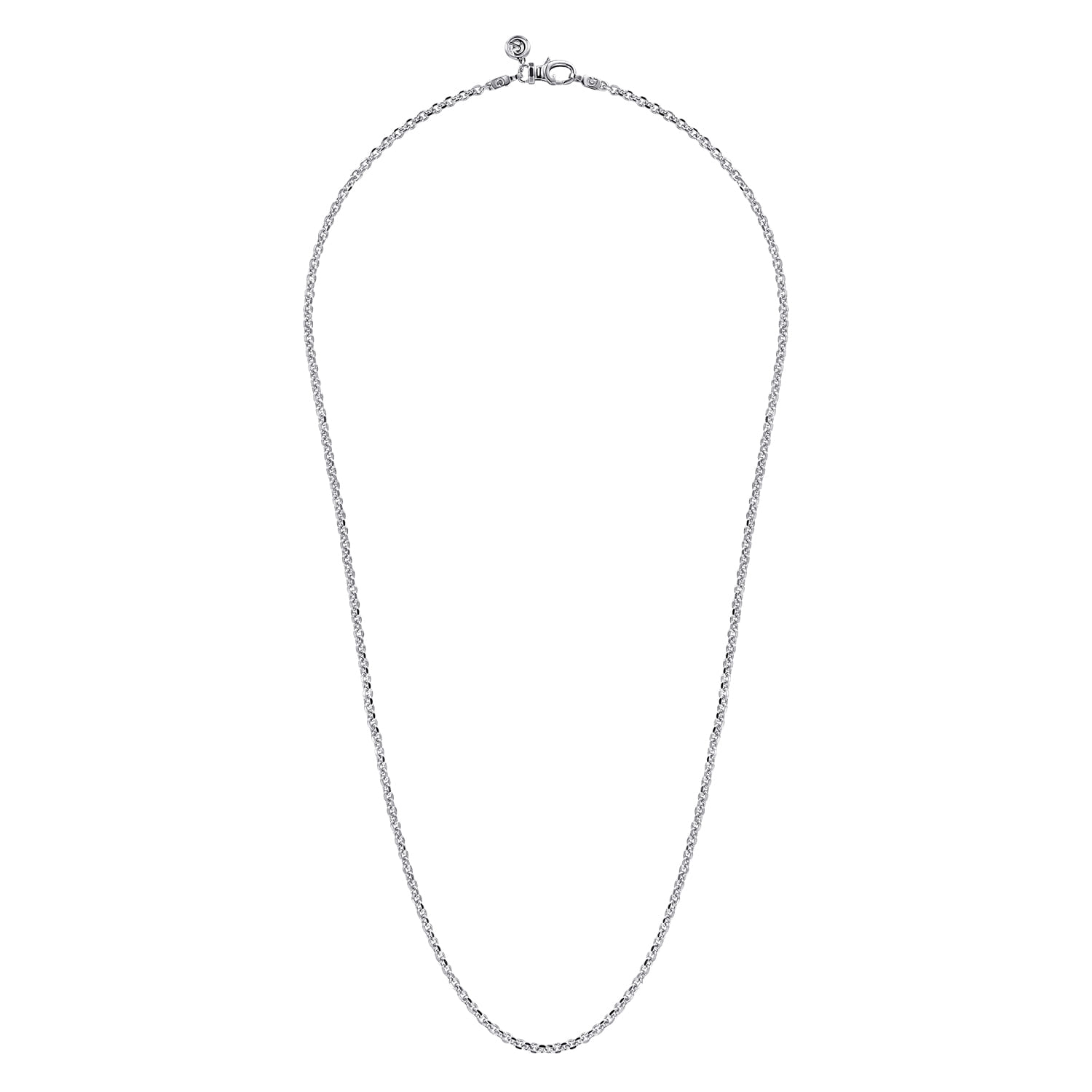 24 Inch 2.85mm 14K White Gold Men's Hollow Link Chain Necklace - Shot 2