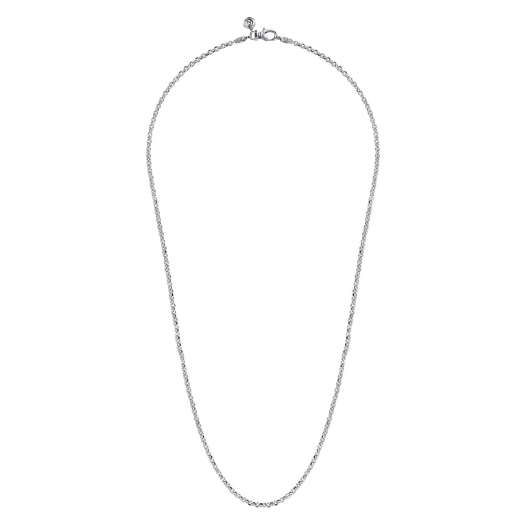 24 Inch 2.85mm 14K White Gold Men's Hollow Link Chain Necklace - Shot 2