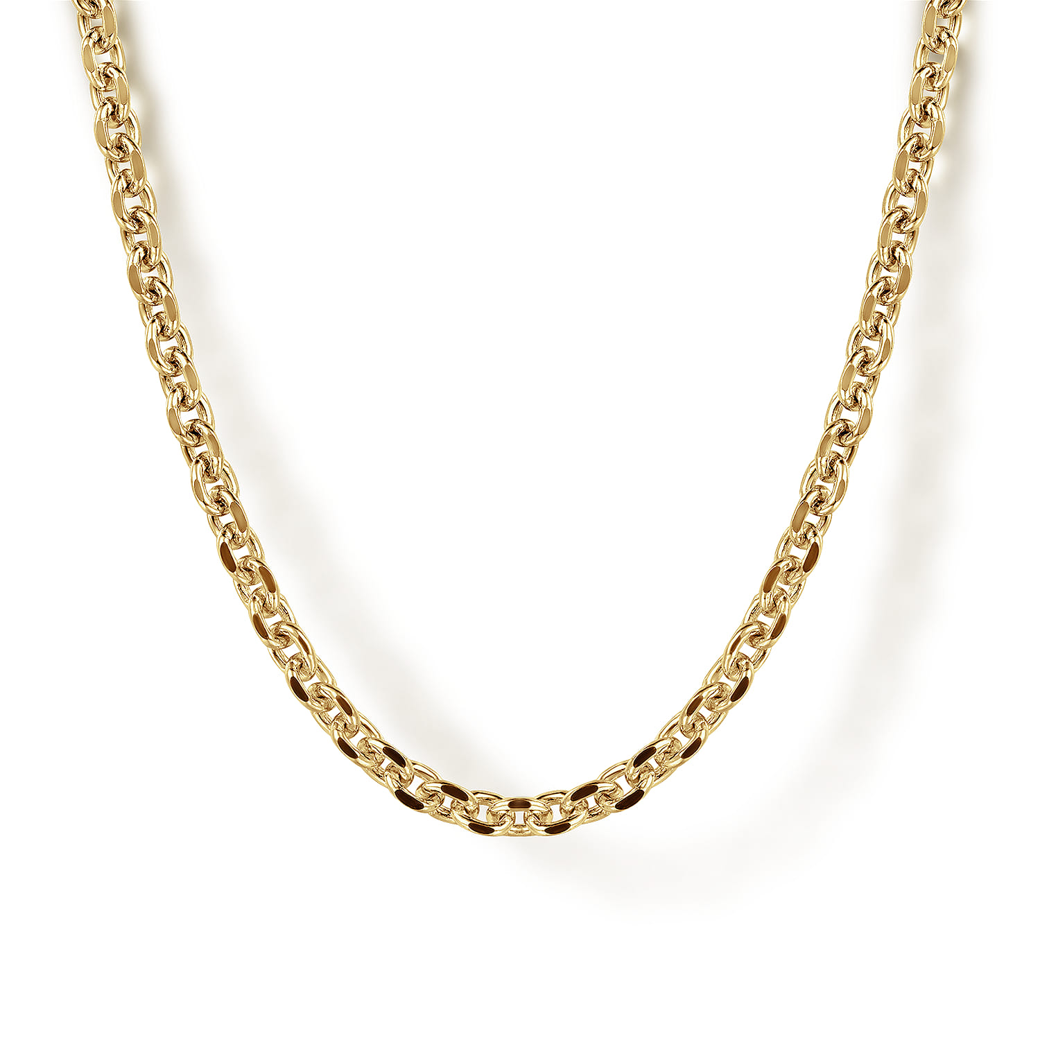 24 Inch 2.85mm 14K Yellow Gold Men's Hollow Link Chain Necklace - Shot 1
