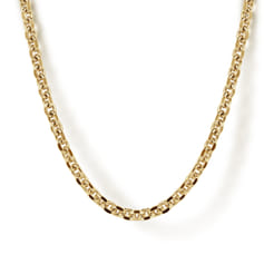 24 Inch 2.85mm 14K Yellow Gold Men's Hollow Link Chain Necklace