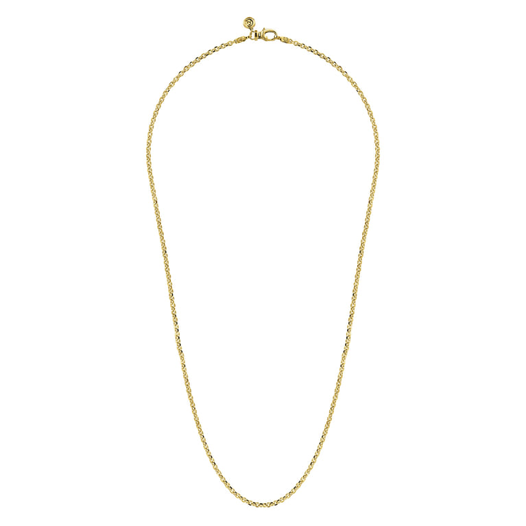 24 Inch 2.85mm 14K Yellow Gold Men's Hollow Link Chain Necklace - Shot 2