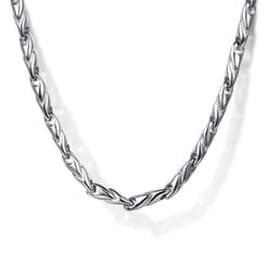 24 Inch 3.2mm 14K White Gold Hollow Men's Link Chain Necklace