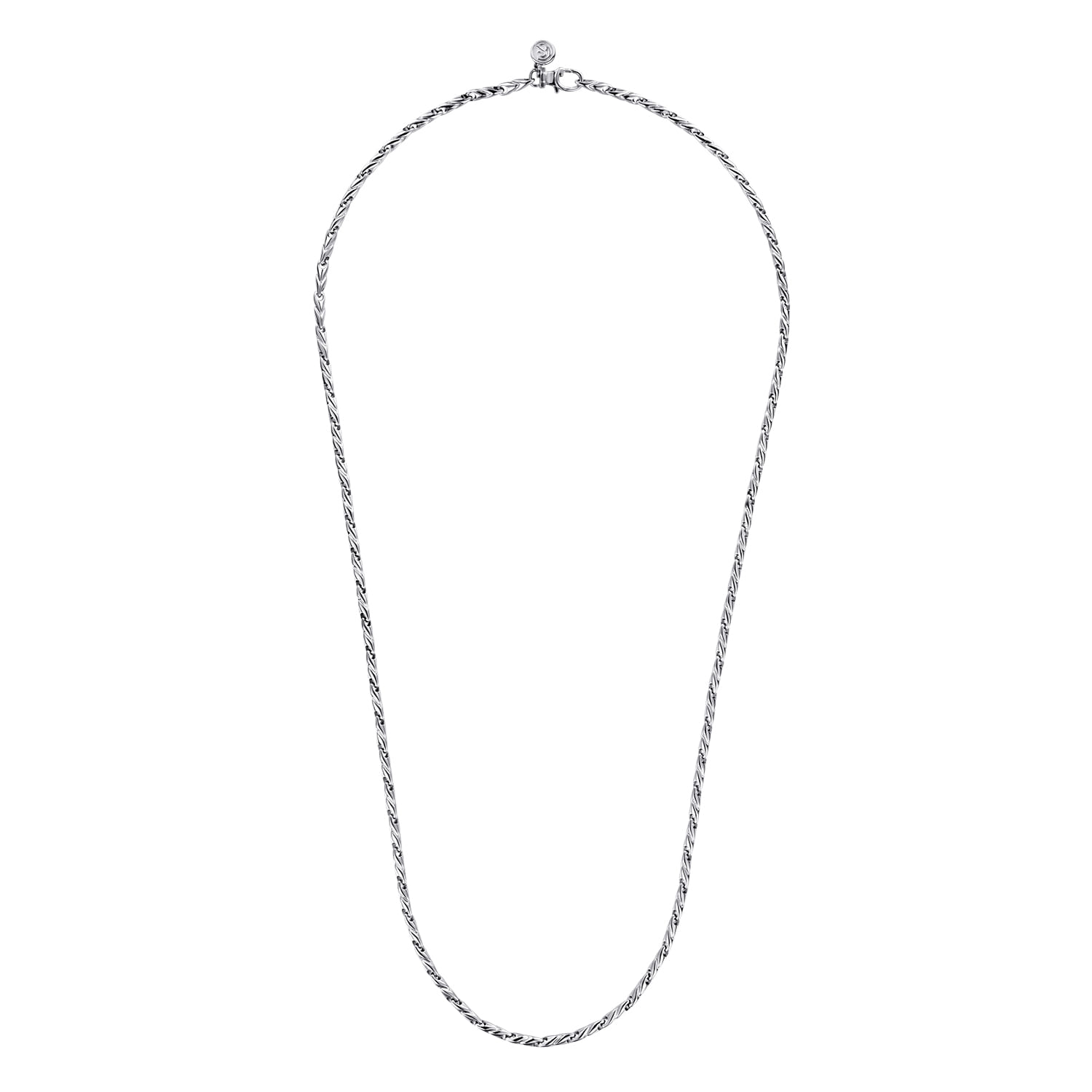 24 Inch 3.2mm 14K White Gold Men's Hollow Link Chain Necklace - Shot 2