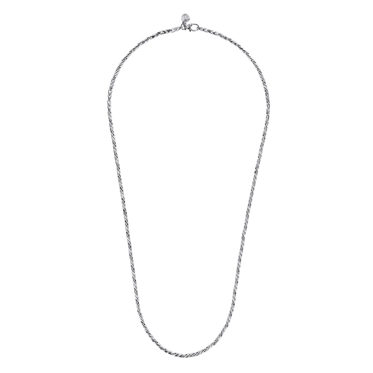 24 Inch 3.2mm 14K White Gold Men's Hollow Link Chain Necklace - Shot 2