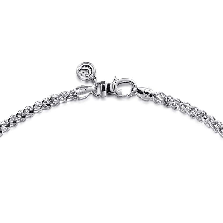 24 Inch 3.2mm 14K White Gold Men's Hollow Wheat Chain Necklace - Shot 3