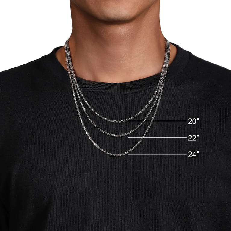 24 Inch 3.2mm 14K White Gold Men's Hollow Wheat Chain Necklace - Shot 4