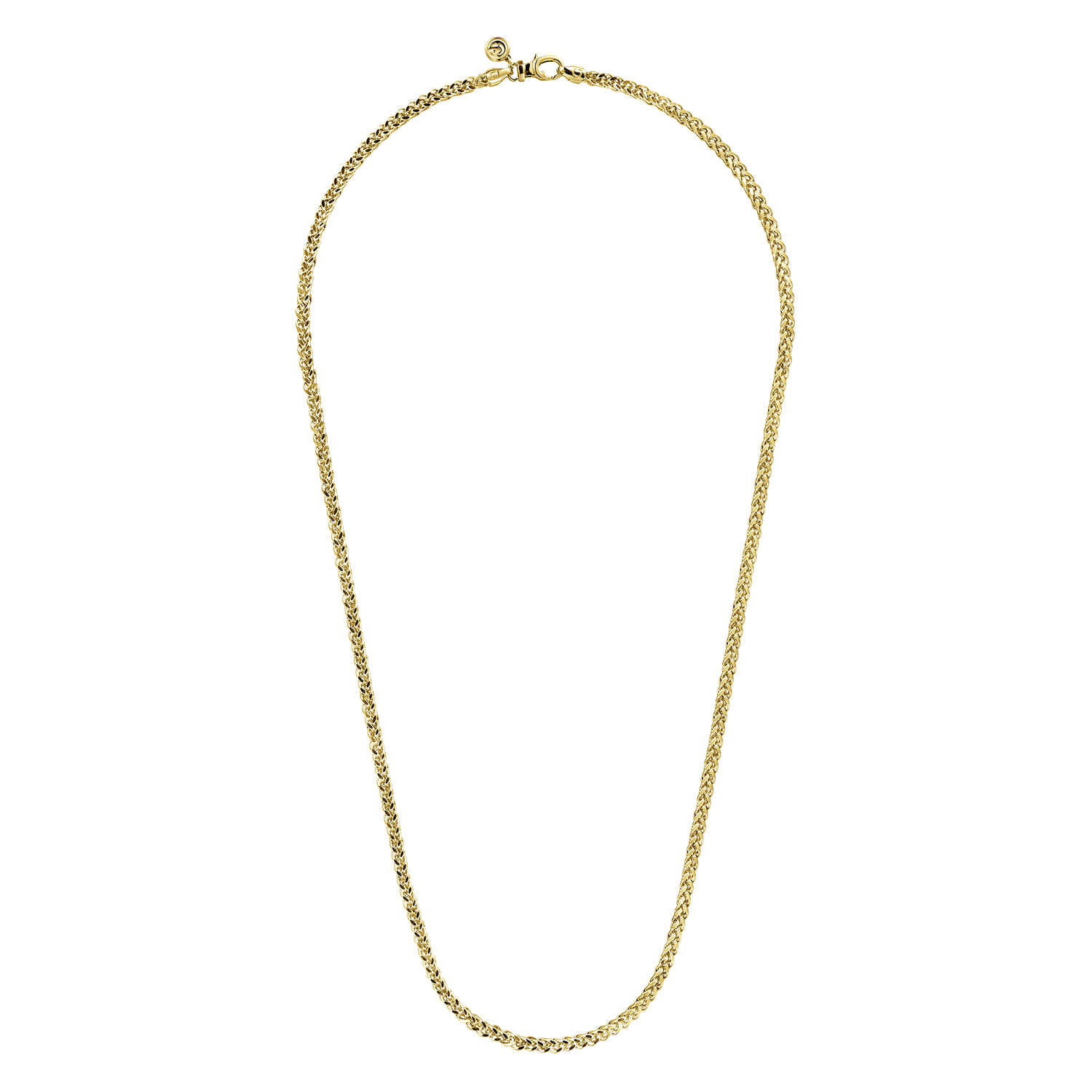 24 Inch 3.2mm 14K Yellow Gold Hollow Men's Wheat Chain Necklace - Shot 2