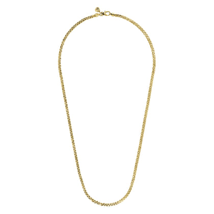 24 Inch 3.2mm 14K Yellow Gold Hollow Men's Wheat Chain Necklace