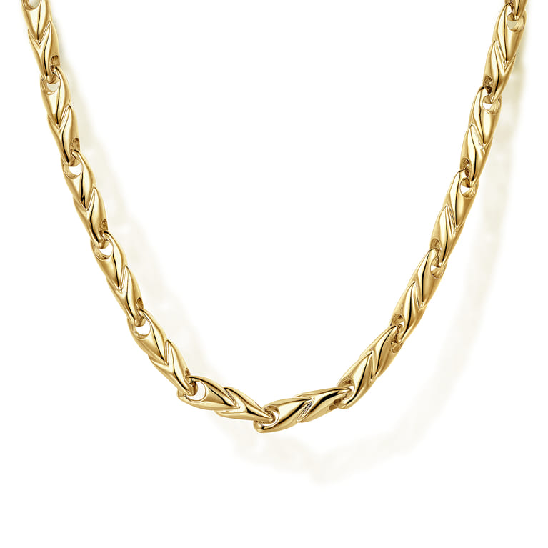 24 Inch 3.2mm 14K Yellow Gold Men's Hollow Link Chain Necklace - Shot 1