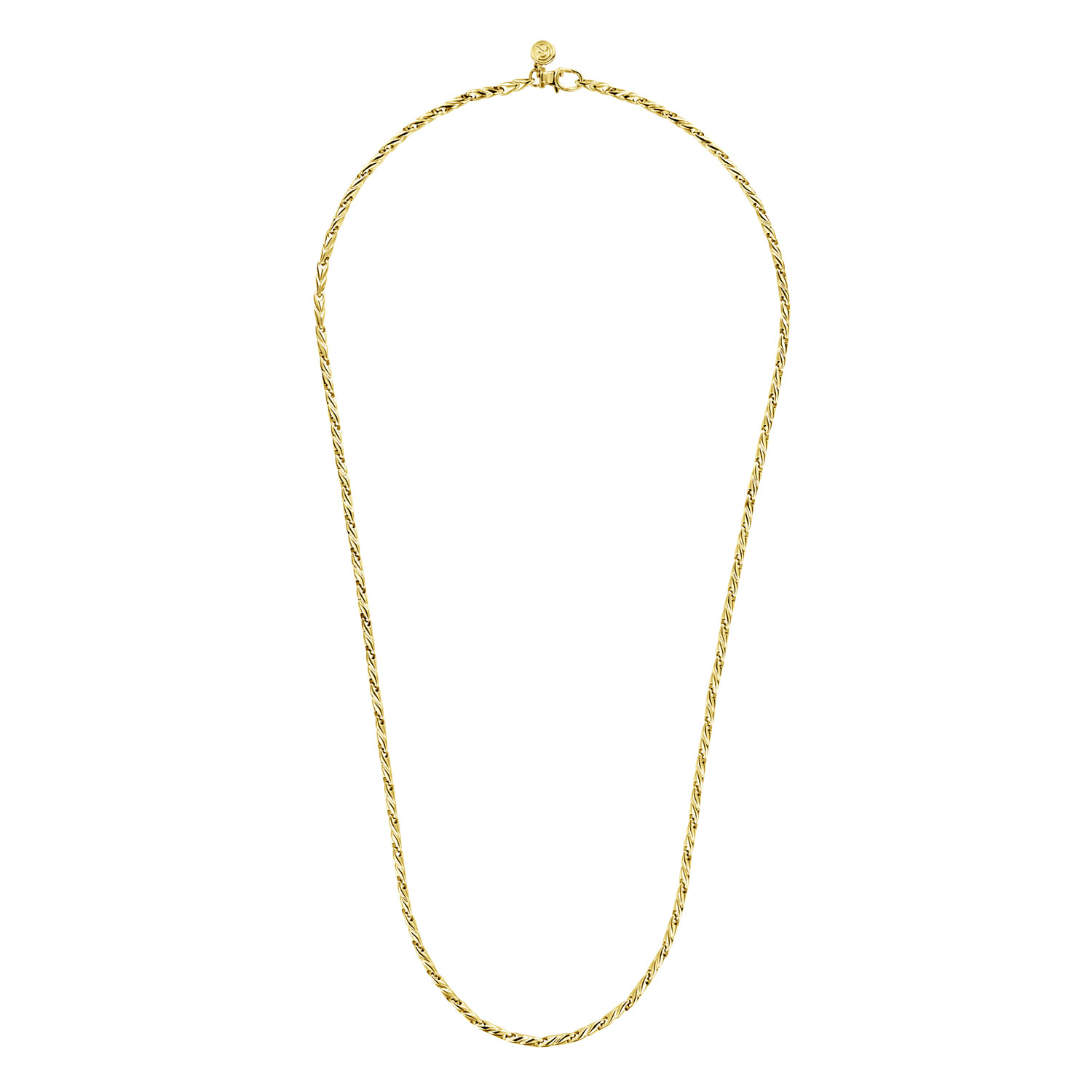 24 Inch 3.2mm 14K Yellow Gold Men's Hollow Link Chain Necklace - Shot 2