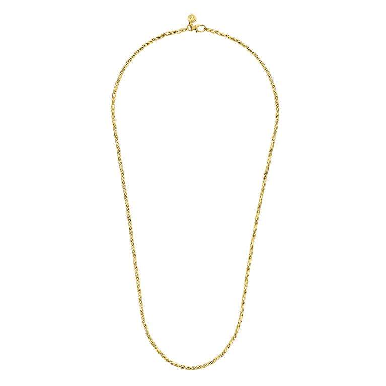 24 Inch 3.2mm 14K Yellow Gold Men's Hollow Link Chain Necklace - Shot 2