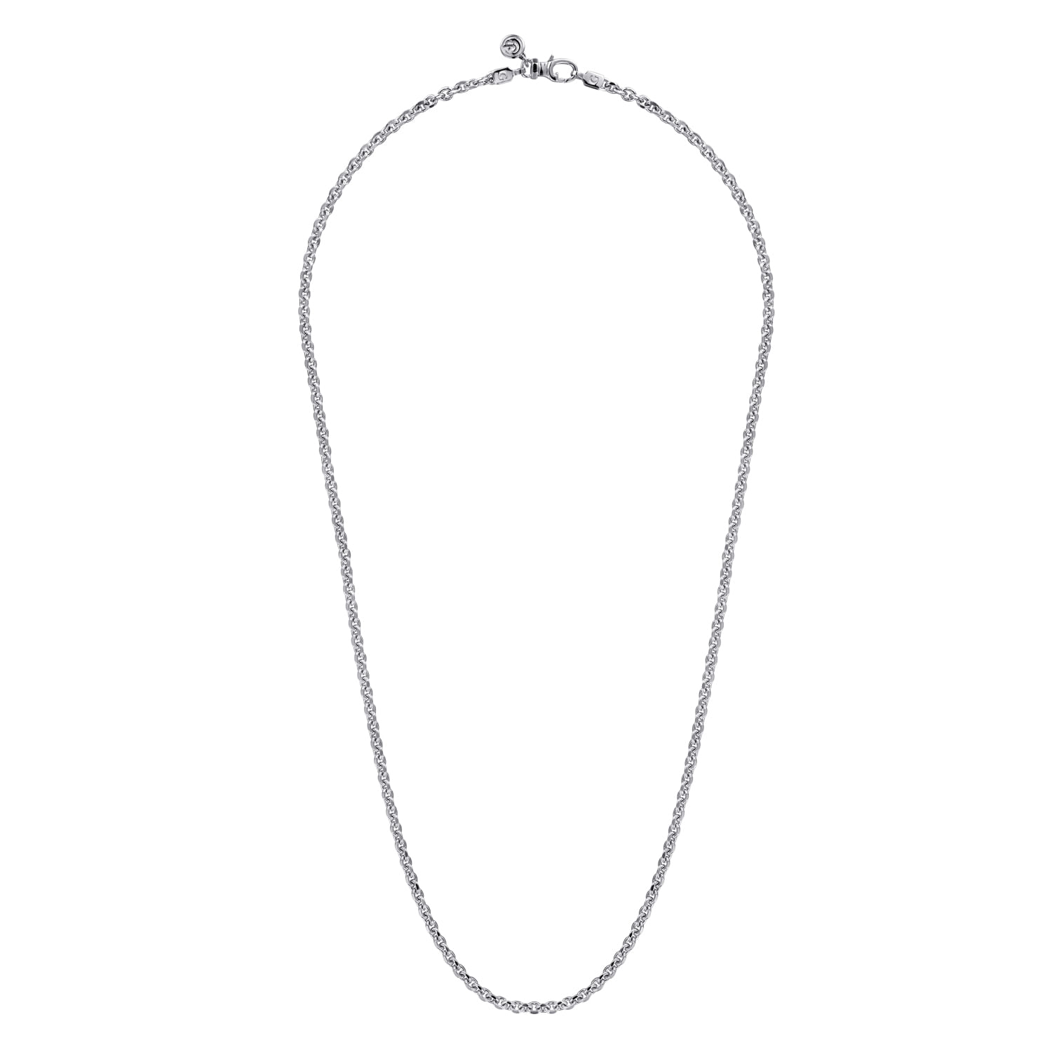 24 Inch 3.6mm 14K White Gold Hollow Men's Link Chain Necklace - Shot 2