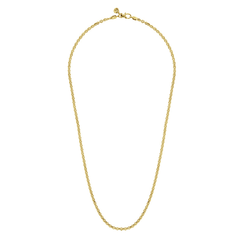 24 Inch 3.6mm 14K Yellow Gold Men's Hollow Link Chain Necklace - Shot 2
