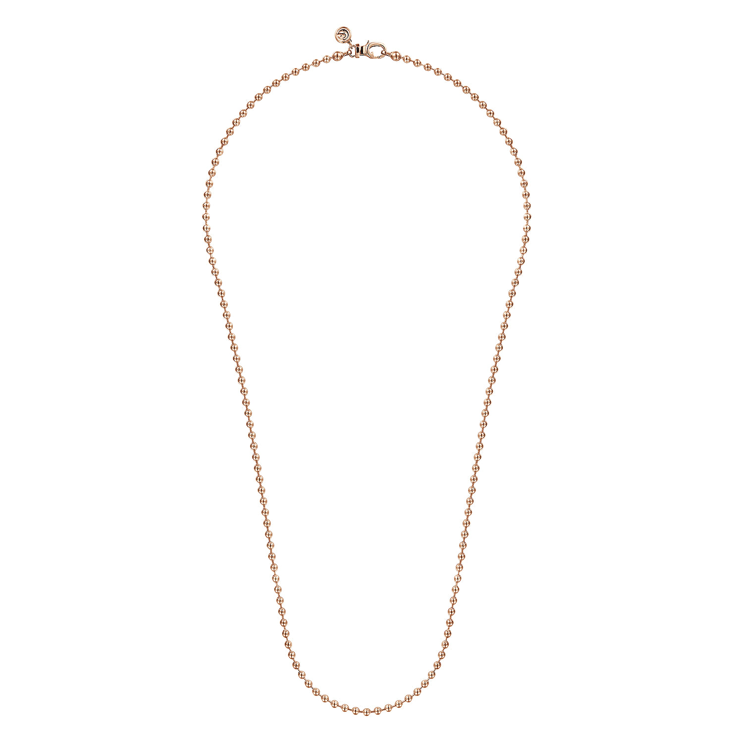 24 Inch 3mm 14K Rose Gold Men's Hollow Ball Chain Necklace - Shot 2