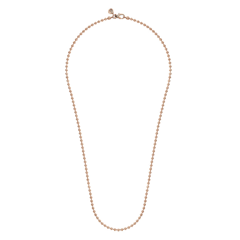 24 Inch 3mm 14K Rose Gold Men's Hollow Ball Chain Necklace - Shot 2