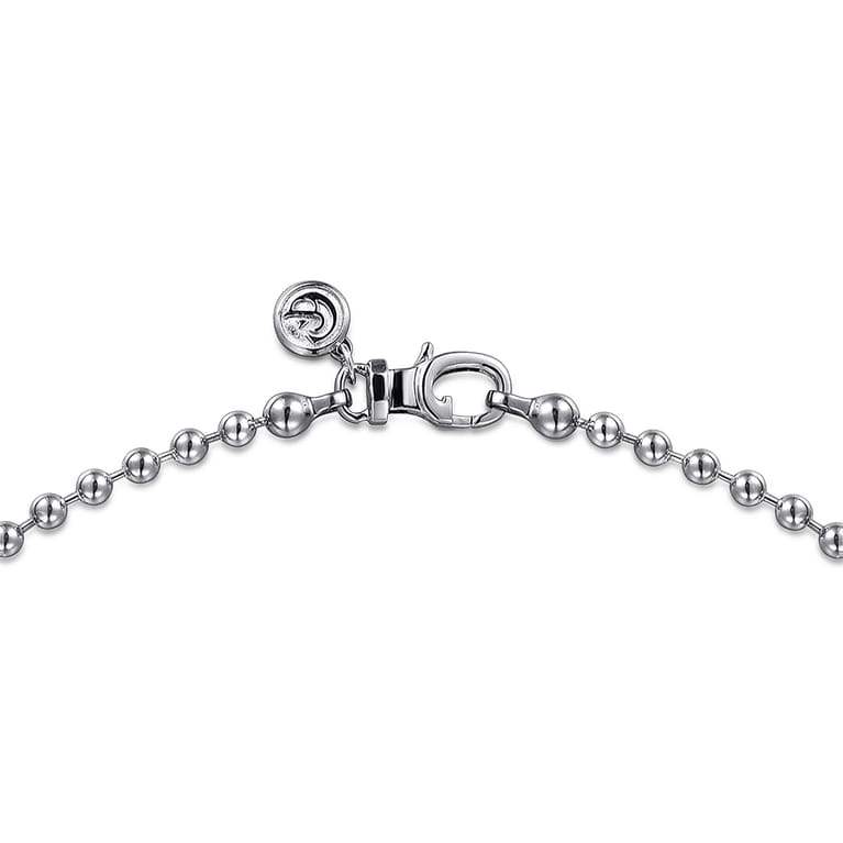 24 Inch 3mm 14K White Gold Men's Hollow Ball Chain Necklace - Shot 3
