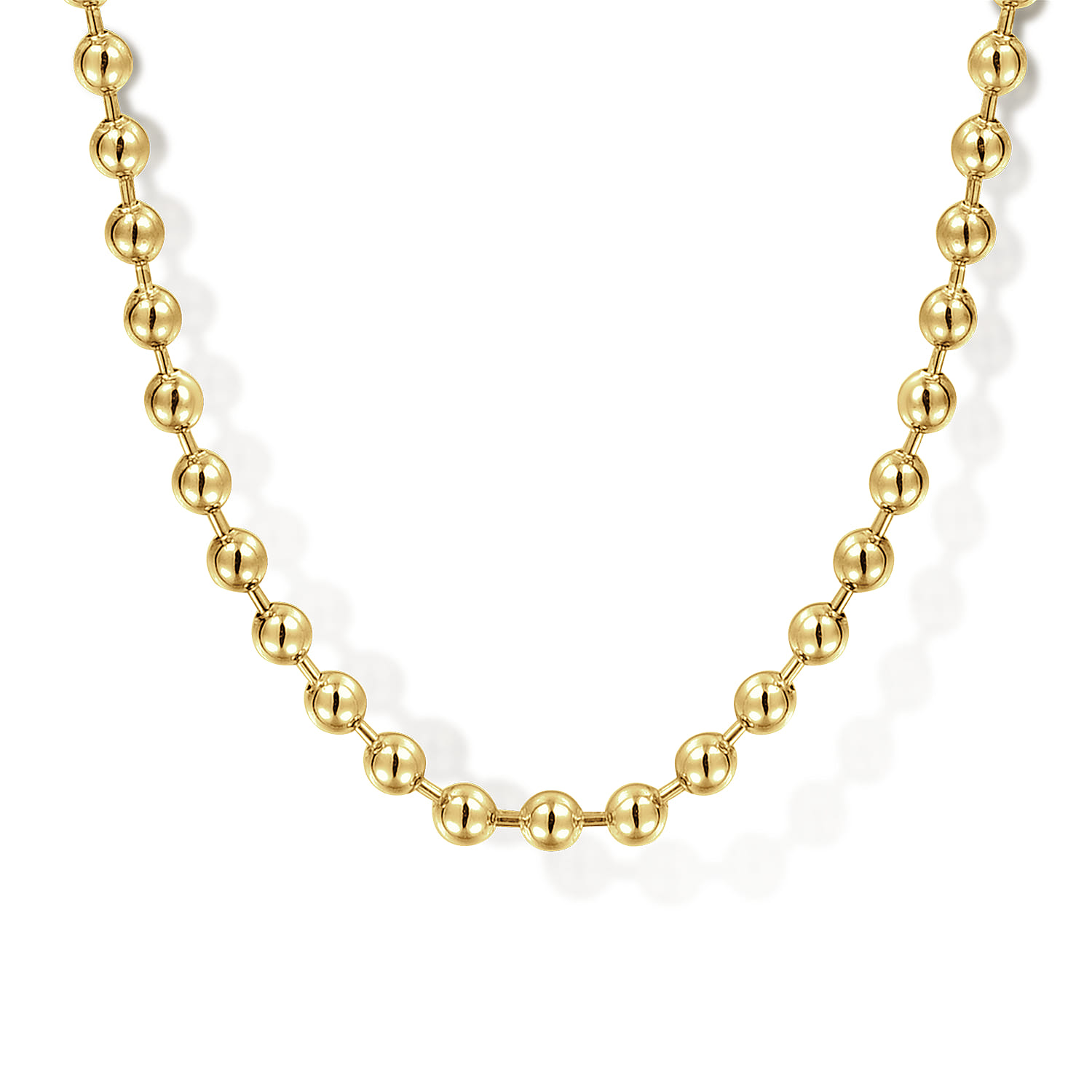 24 Inch 3mm 14K Yellow Gold Men's Hollow Ball Chain Necklace - Shot 1