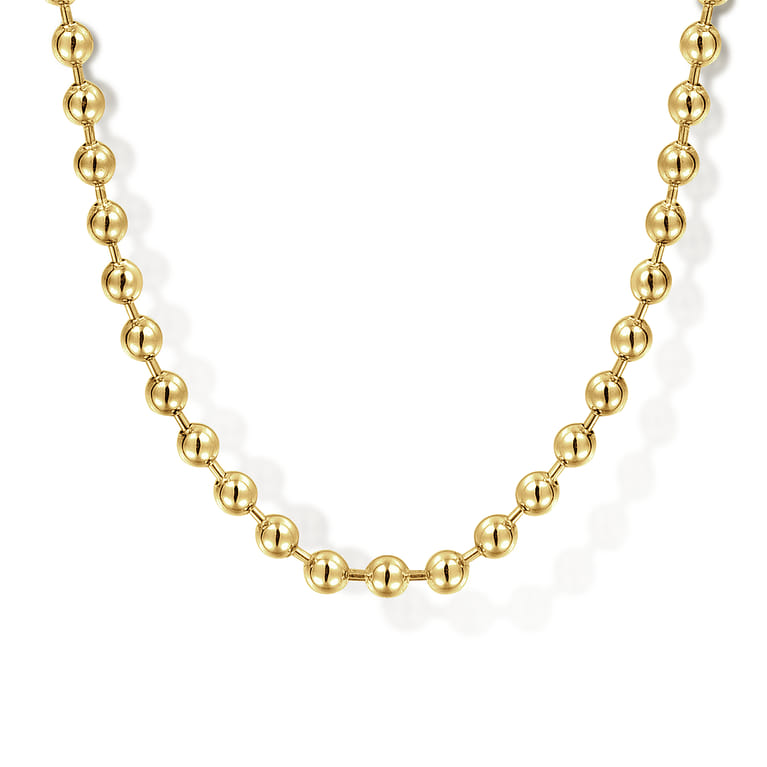 24 Inch 3mm 14K Yellow Gold Men's Hollow Ball Chain Necklace - Shot 1