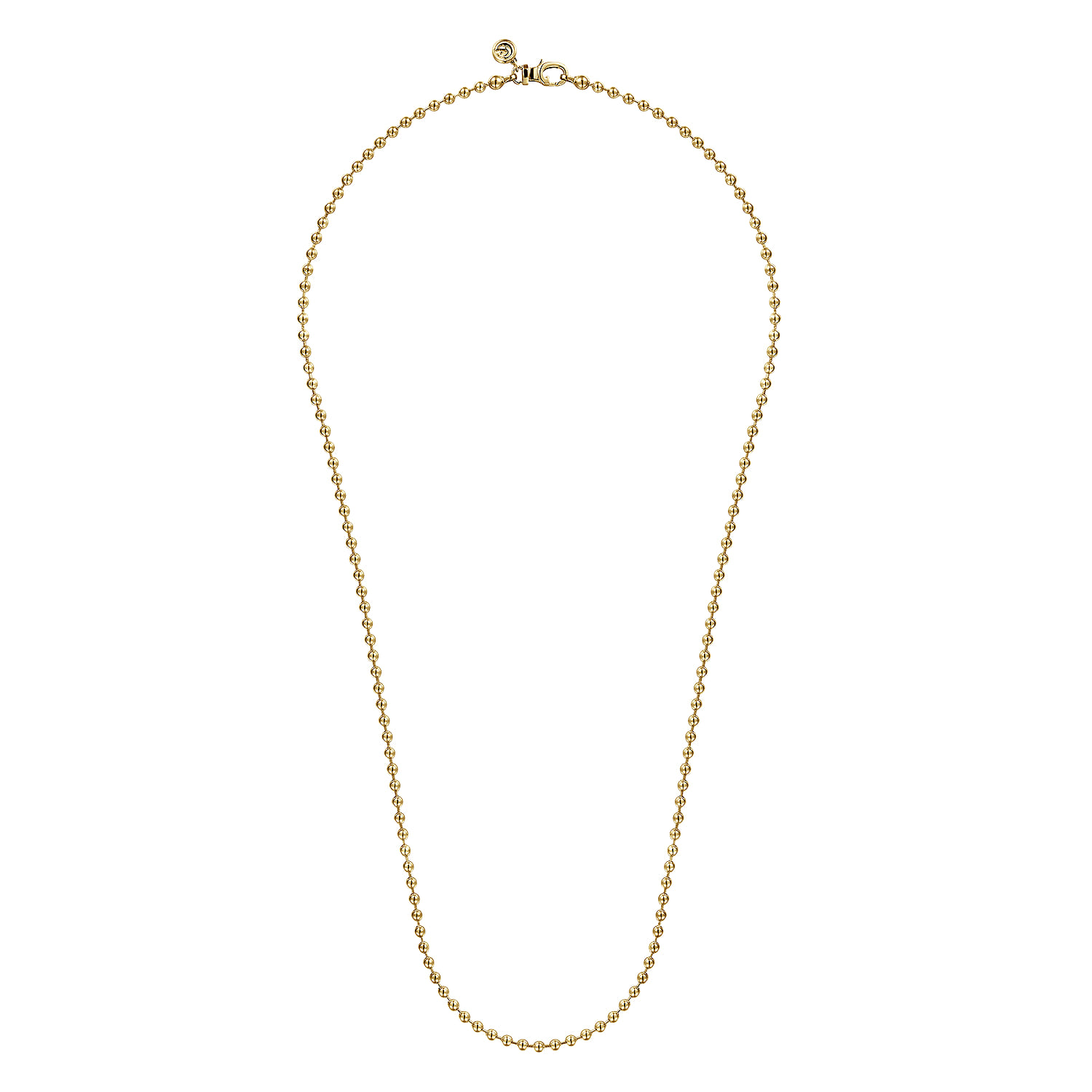 24 Inch 3mm 14K Yellow Gold Men's Hollow Ball Chain Necklace - Shot 2